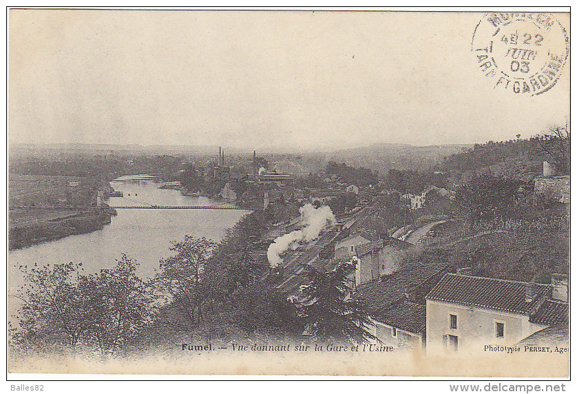 47 - FUMEL - Vue Donnant Sur La Gare Et L´Usine - BE - éd Perret - Fumel