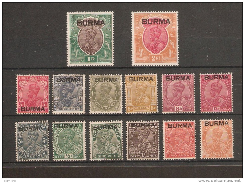 BURMA 1937 SET TO 2R SG 1/14 MOUNTED MINT Cat £167+ - Burma (...-1947)