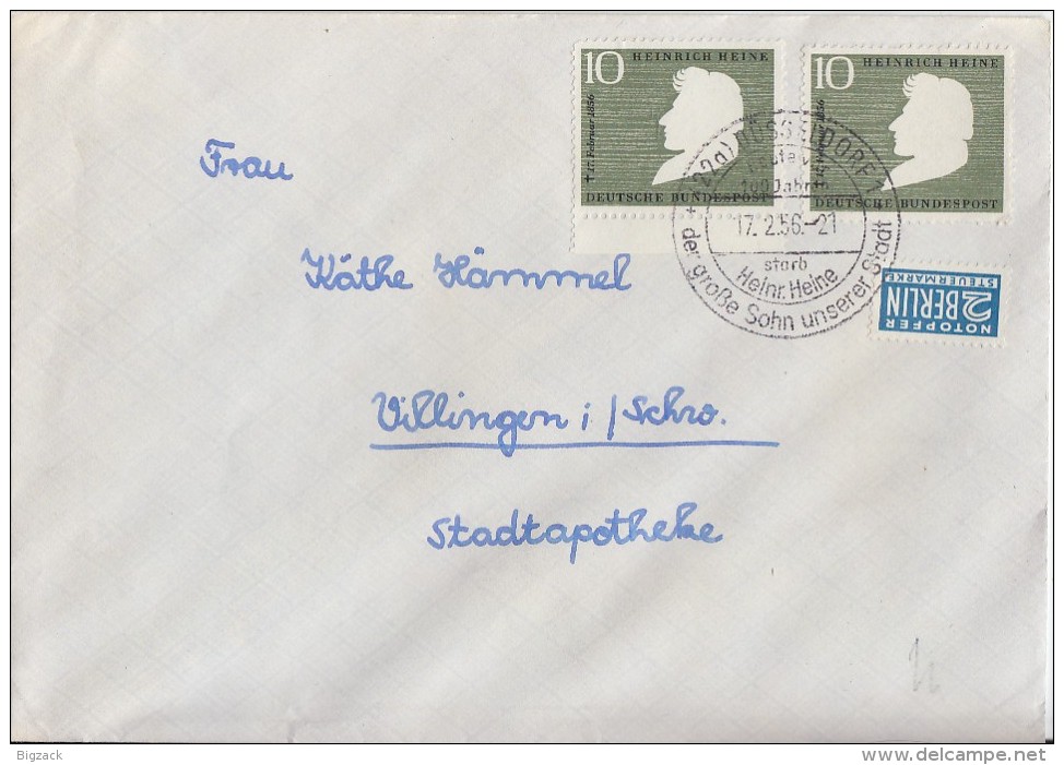 Bund Brief Mef Minr.2x 229 SST Düsseldorf 17.2.56 FDC - Briefe U. Dokumente