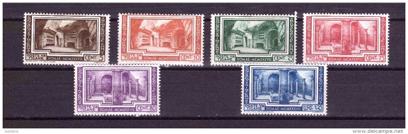 VATICAN 1938 Archeological Congress Cpls Set Of 6 Stamps Sassone  Cat. N° 55/60 Mint Hinged - Unused Stamps