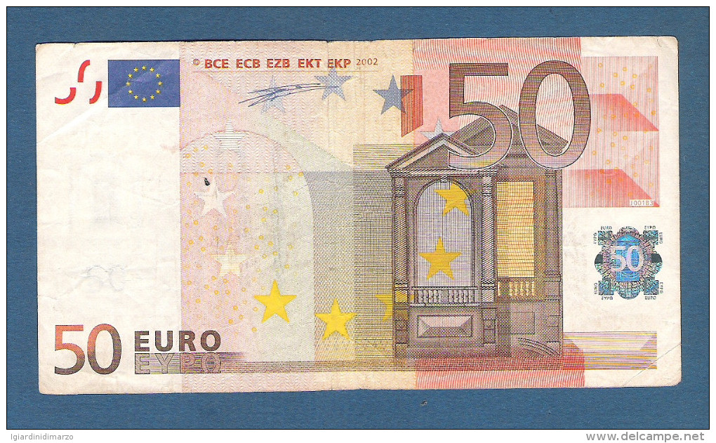 EURO - ITALIA - 2002 - RARA BANCONOTA DA 50 EURO DUISENBERG SERIE S (J001B3) - CIRCOLATA - IN BUONE CONDIZIONI. - 50 Euro