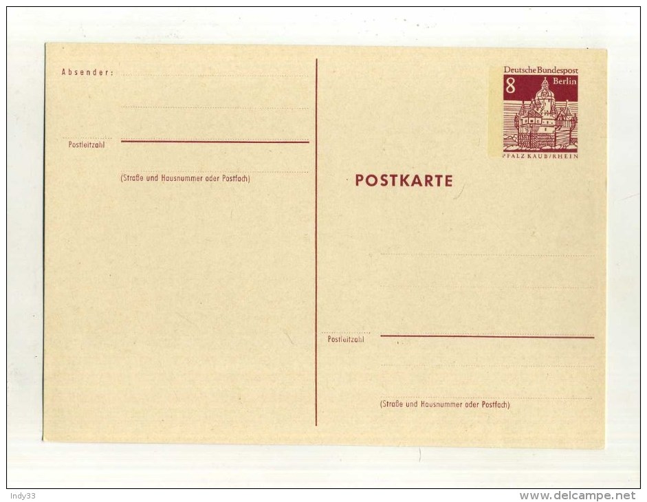 - ALLEMAGNE BERLIN . CP AVEC ENTIER . NEUVE . - Cartes Postales - Neuves