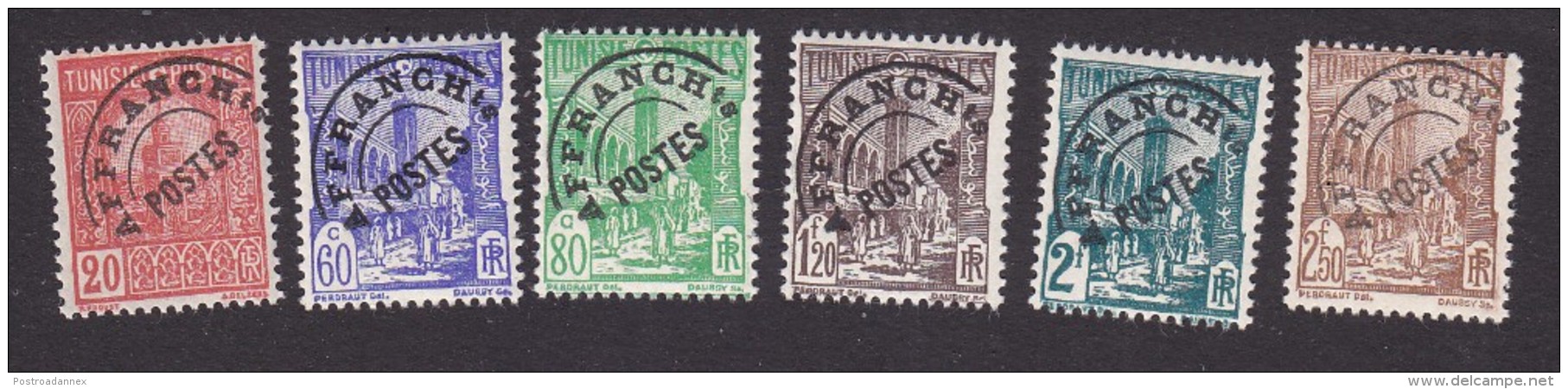 Tunisia, Scott #80, 89A, 94B, 98A, 104A, 199a, Mint Hinged, Scenes Of Tunisia Pre-cancelled, Issued 1926 - Unused Stamps