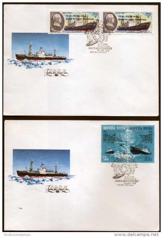 Arctic - Sovjet Issue On The Ship Michael  Somow In The Arctic Icepack & Rescue By The Ice-breaker Vladivostok, 1986 - Estaciones Científicas Y Estaciones Del Ártico A La Deriva