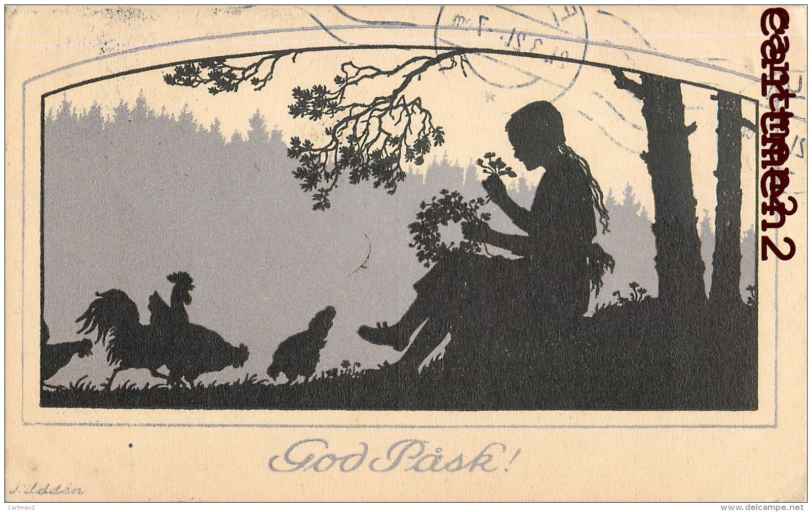 ILLUSTRATOR HILDSEN ? GOD PASK JOYEUSES-PAQUES NORDISK KONST STOCKHOLM 1921 SUEDE SWEDEN - Andere & Zonder Classificatie