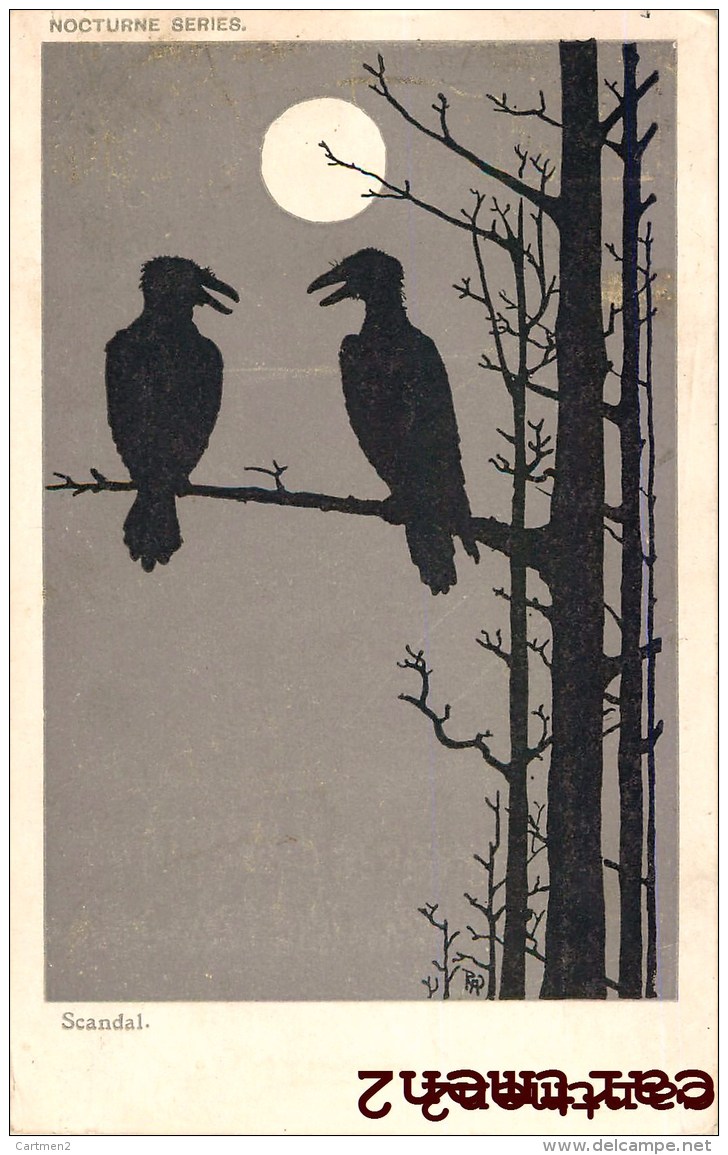NOCTURNE SERIES " SCANDAL " MOON BIRDS RAVENS ENGLAND ILLUSTRATOR OISEAU CORBEAU - 1900-1949