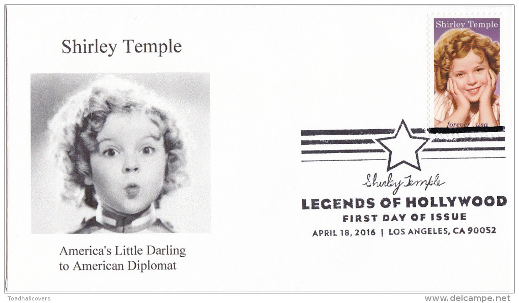 Shirley Temple FDC With B&W Pictorial Cancellation, From Toad Hall Covers  #1 Of 3 - 2011-...