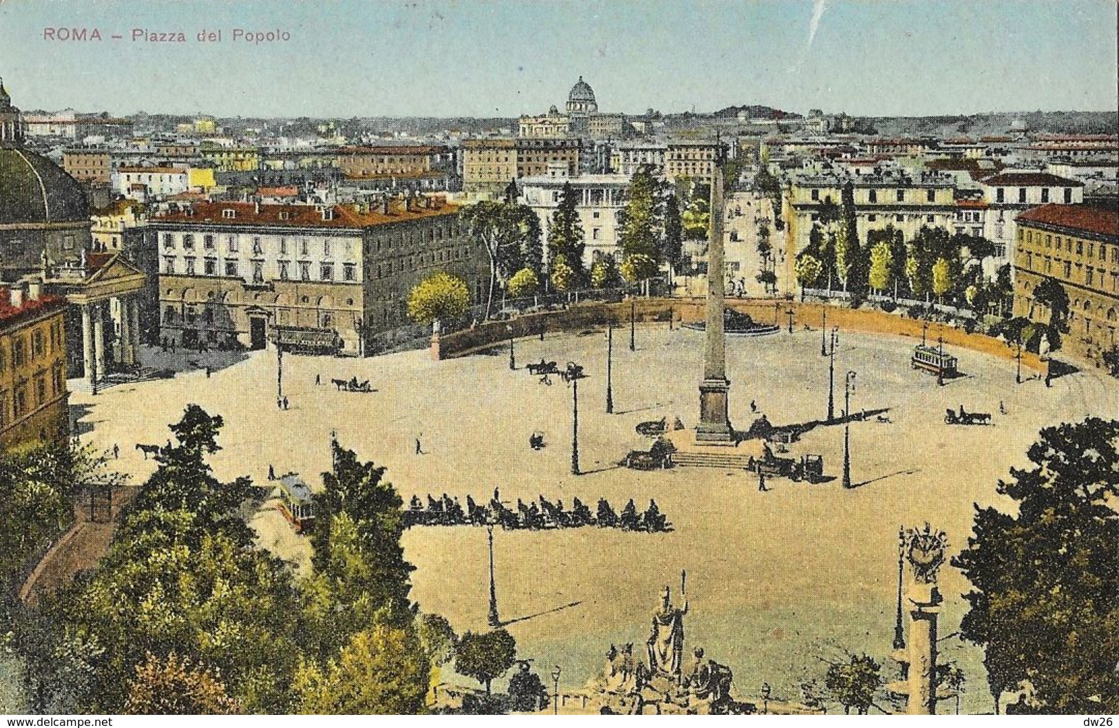 Roma - Piazza Del Popolo - Visto Ufficio Rev. Stampa - Carte Colorisée - Piazze