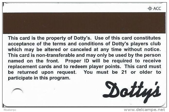 Dotty´s Casinos Las Vegas, NV Slot Card - ACC Over Mag Stripe  (BLANK) - Casino Cards