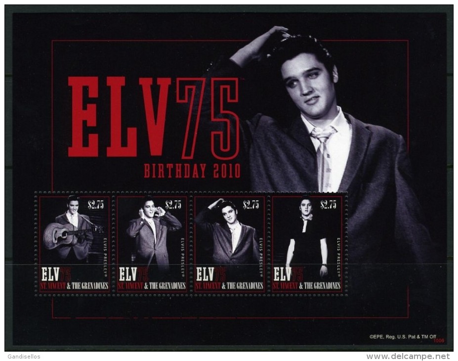 VINCENT GRENADINES SHEET ELVIS PRESLEY SINGERS ACTORS CINEMA MUSIC - Elvis Presley