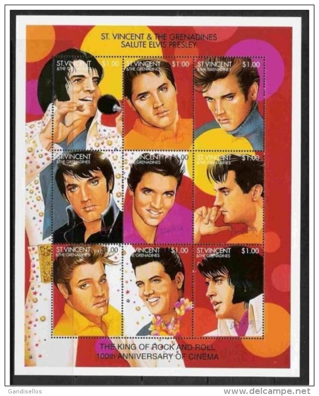 VINCENT GRENADINES SHEET ELVIS PRESLEY SINGERS ACTORS CINEMA MUSIC - Elvis Presley