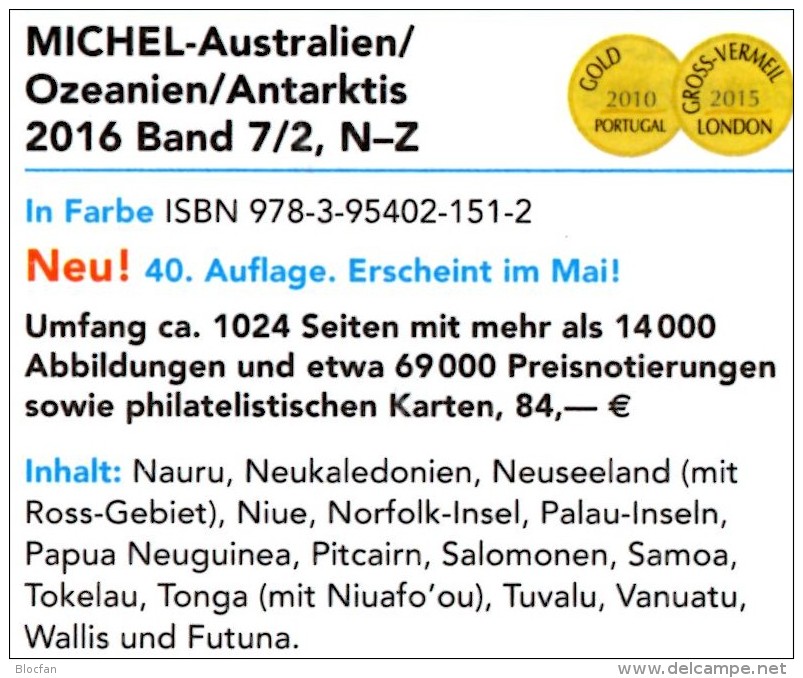 Australien Teil 2 MICHEL Katalog N-Z 2016 Neu 84€ Catalogue Australia Oceanien Zealand Niue Norfolk Palau Tonga Tuvalu - Tedesco