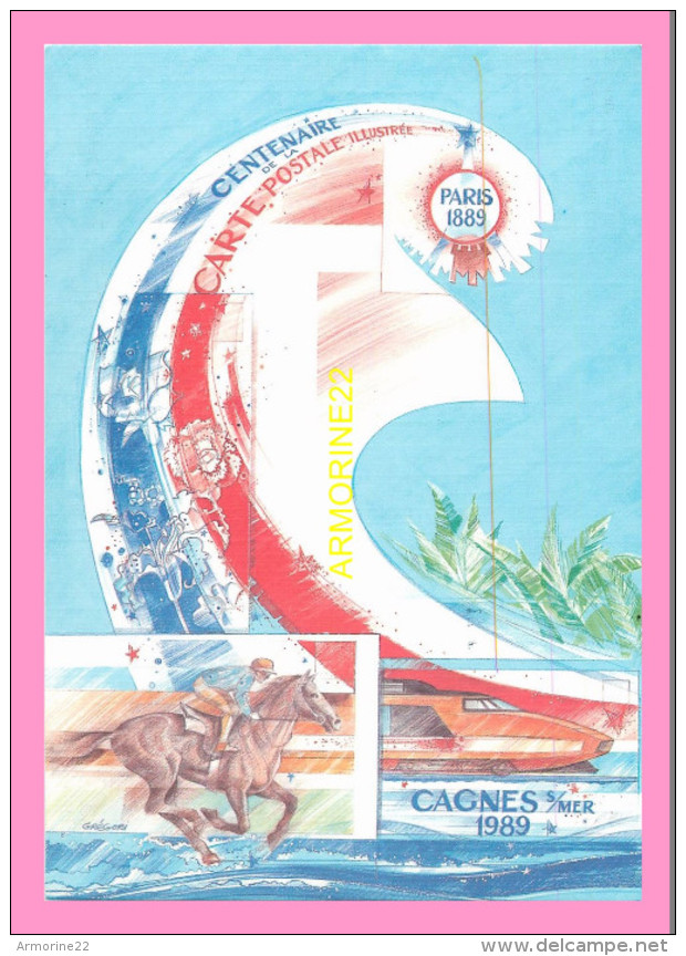 CPM  CAGNES SUR MER Centenaire De La Carte Postale Illustrée Dessin +autographe De Grégori - Cagnes-sur-Mer