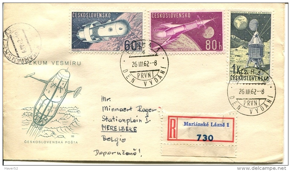 2 RECOMMENDED LETTERS From 1962 From Marianské Lazne To Belgium  - VERY NICE - See Scan - Brieven En Documenten