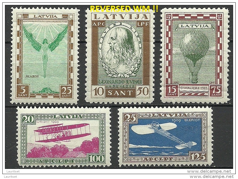 LETTLAND Latvia 1932 Michel 210 - 214 A * Incl. Michel 211 INVERTED Reversed WM - Lettland