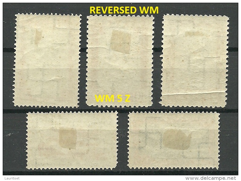 LETTLAND Latvia 1932 Michel 210 - 214 A * Incl. Michel 211 INVERTED Reversed WM - Lettland