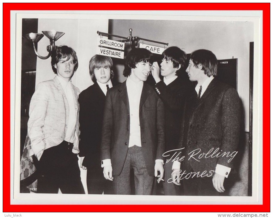 ROLLING-STONES-Brian-Jones-Keith-Richards-Mick-Jagger-Charlie Watts -Bill Wyman - BIG  Real Photo Card - Célébrités