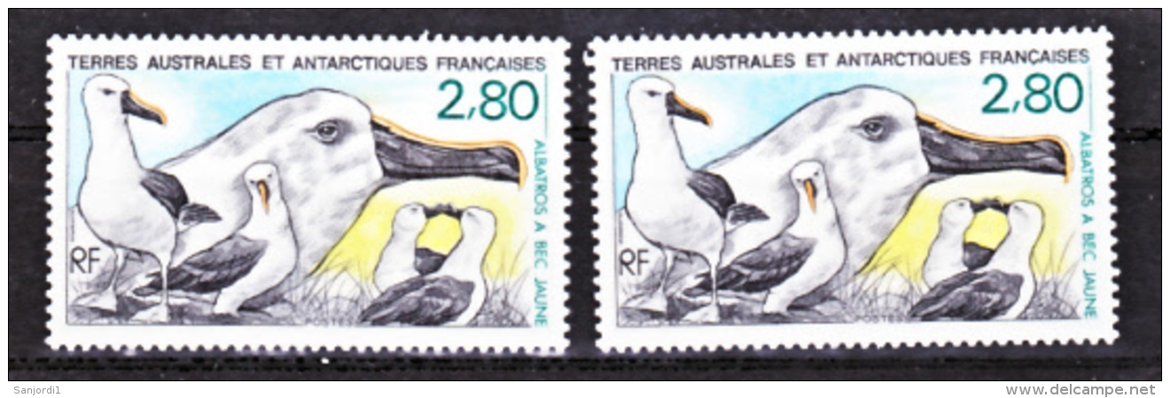 TAAF 150 Variété Impression Décalée Becs Blancs Et Normal Albatros  Neuf ** MNH Sin Charmela - Geschnittene, Druckproben Und Abarten