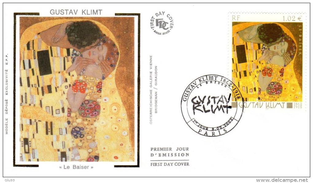 FDC Enveloppe 1er Jour 2002 - Gustav Klimt - Le Baiser - Port Gratuit - 2000-2009