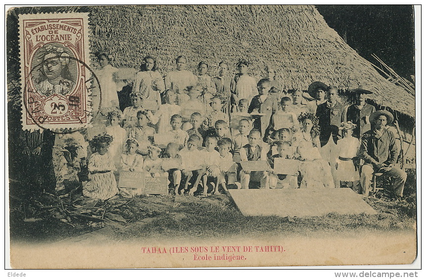 Oceanie Française  Iles Sous Le Vent De Tahiti Ecole Indigene Photo Faite En 1895 - Polynésie Française