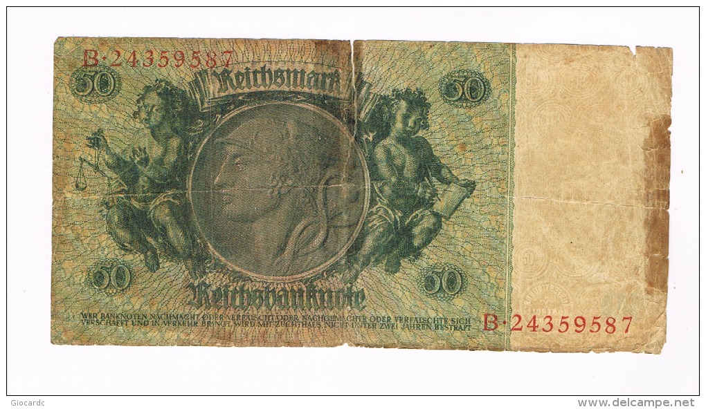 GERMANIA (GERMANY) -  TERZO REICH:     50 REICHSMARK SERIE B 30.03.1933 - 50 Reichsmark