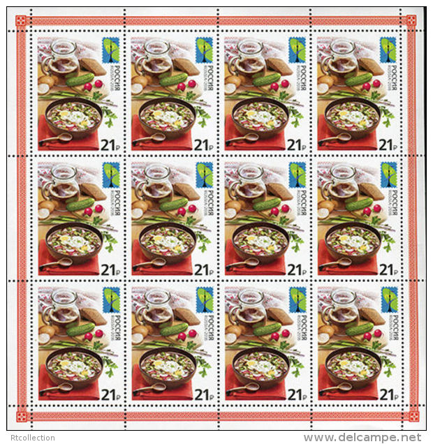 Russia 2016 Full Sheet Joint Issue RCC Member Countries National Cuisine Gastronomy Stamps MNH - Hojas Completas