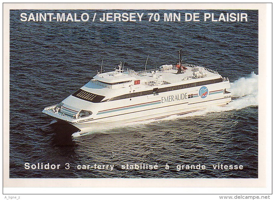 REF 242  : CPM Car Ferry Ferrie Saint MAlo Jersey Emeraude Lines Cart'com Rennes - Fähren