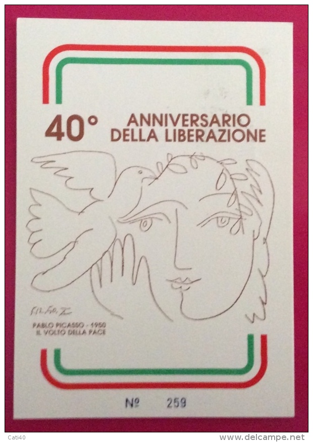 SANREMO 40 ANNIVERSARIO RESISTENZA CARTOLINA ED ANNULLO SPECIALE IN DATA 7/12/1985 - Eventi