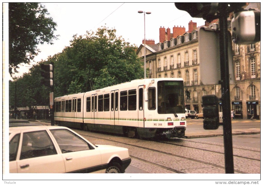 Photo Originale-France-Nantes-TAN-Tram-Tramway-ligne Belleville-TRW M2 308-1987 13x8,8cm - Trains