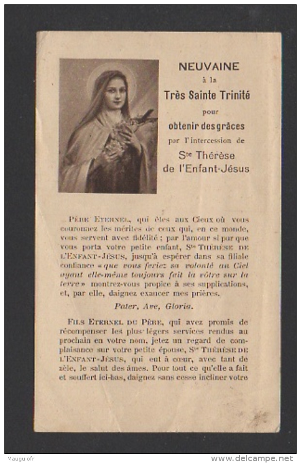 DF / IMAGES RELIGIEUSES / NEUVAINE A LA TRES SAINTE TRINITÉ PAR L'INTERCESSION DE STE THÉRÈSE DE L'ENFANT JÉSUS - Images Religieuses