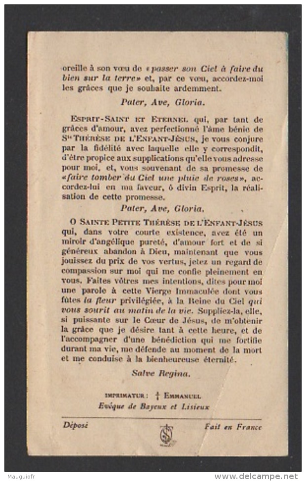 DF / IMAGES RELIGIEUSES / NEUVAINE A LA TRES SAINTE TRINITÉ PAR L'INTERCESSION DE STE THÉRÈSE DE L'ENFANT JÉSUS - Images Religieuses