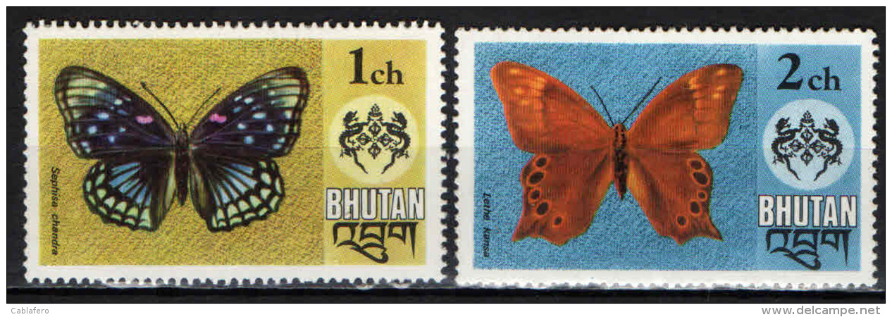 BHUTAN - 1975 - FARFALLE VARIOPINTE - BUTTERFLIES - NUOVI MNH - Bhutan
