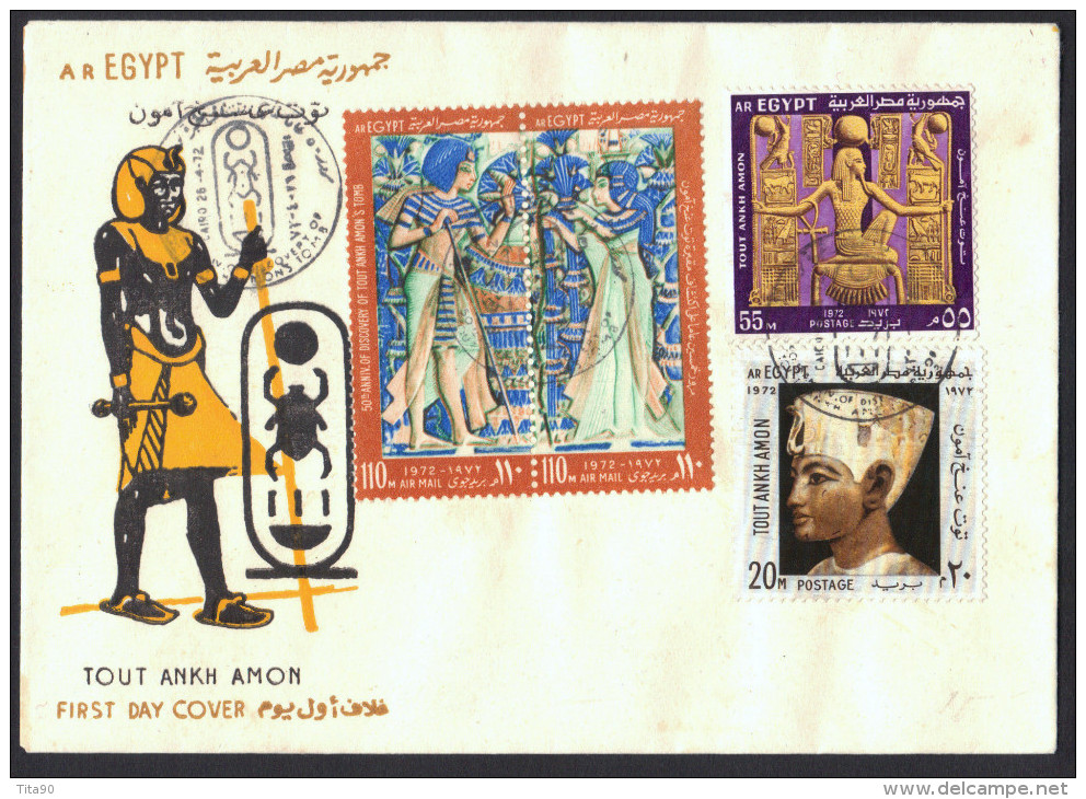 Egypte Egypt FDC Cover 1972 Discovery Of The Tomb Of Tutankhamen By Howard Carter & Stamps MNH - Neufs