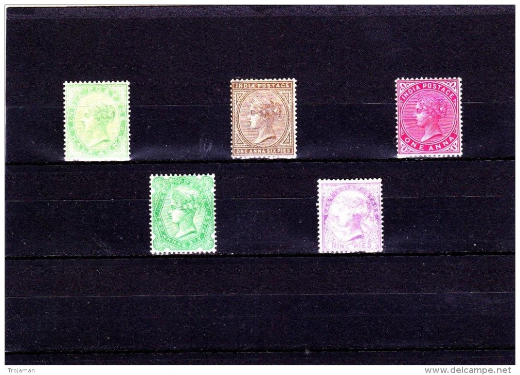 EXTRA10-10  5 UNUSED MH STAMPS - 1854 East India Company Administration