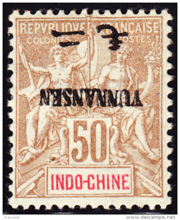 Yunnan Fou 1904 50c Brown Inverted Overprint. Scott 12. MH. - Nuevos