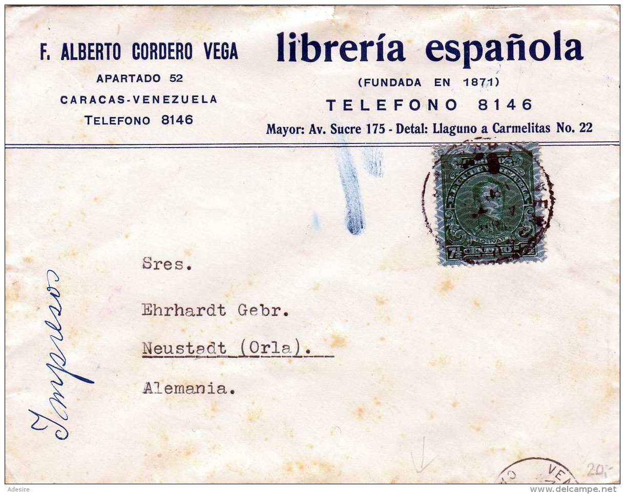 VENEZUELA 190? - 7 1/2 Centavos Auf Firmenbrief, Rückseitig Mit 1 C Spendemarke - Venezuela