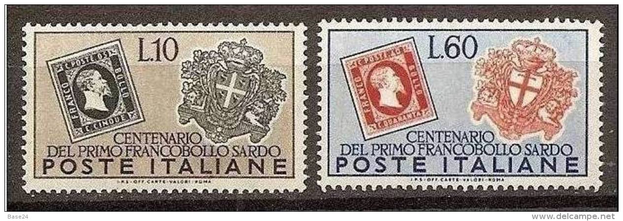 1951 Italia Italy Repubblica SARDEGNA  SARDINIA 10L + 60L Nuovi Gomma Bicolore - Francobolli Su Francobolli