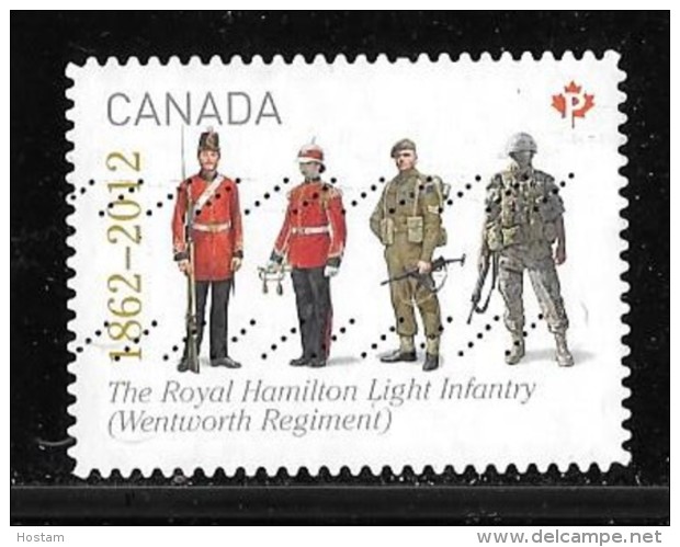 CANADA  2012,USED #2579,  THE REGIMENTS: THE ROYAL HAMILTON LIGHT INFANTRY,  USED - Timbres Seuls