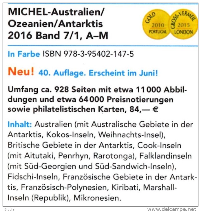 Australien Teil 7/1+2 MICHEL 2016 Neu 168€ Australia Cook Falkland Fiji Marshall Niue Norfolk Oceania Palau Tonga Tuvalu - Sammlungen