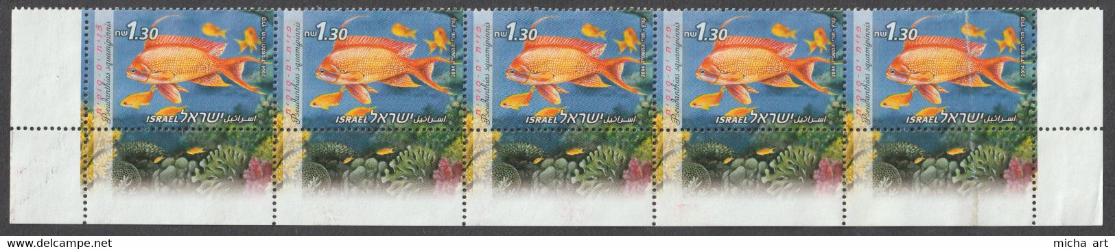 Israel 2004 Poisson Fish - Strip Used F0191 - Used Stamps (with Tabs)