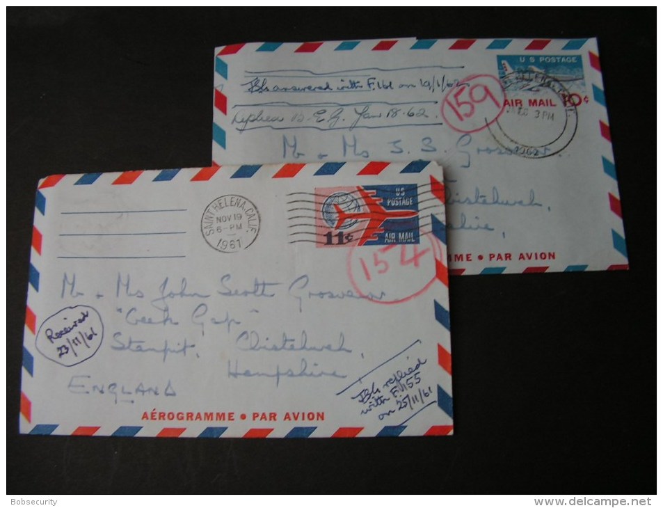 == USA Two   Air Letter 1961 And 1962 To England - 1961-80
