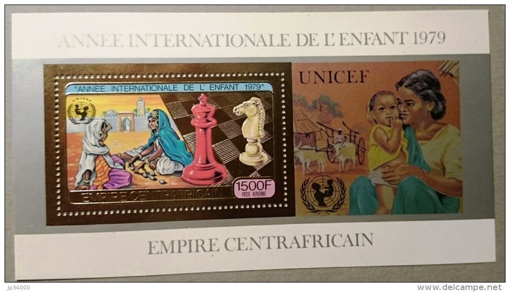 CENTRAFRIQUE Echec, Echecs, Chess, Ajedrez. MICHEL BF 56 Perforate ** MNH Année Internationale De L&acute;enfance - Echecs