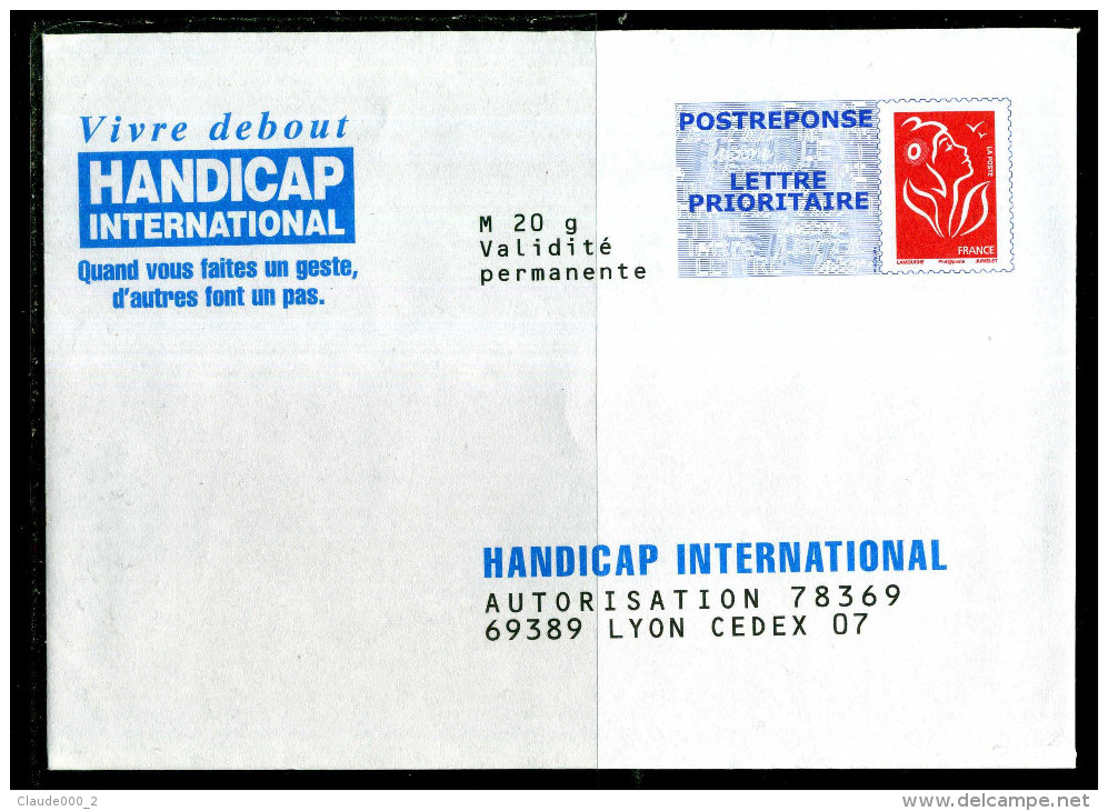 PAP Lamouche " HANDICAP INTERNATIONAL " Port Payé Par 07P399 NEUF ** - Prêts-à-poster: Réponse /Lamouche