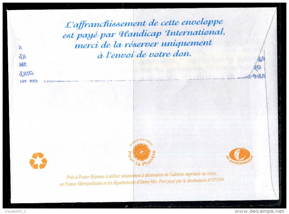 PAP Lamouche " HANDICAP INTERNATIONAL " Port Payé Par 07P399 NEUF ** - Prêts-à-poster:Answer/Lamouche