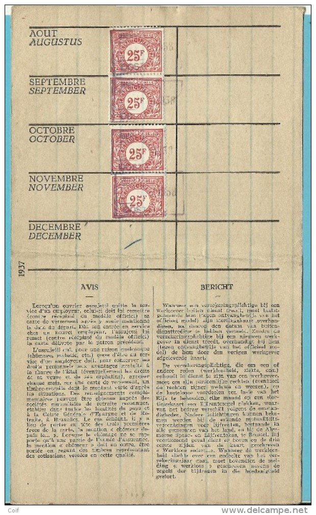 Dokument Met Zegels LIJFRENTEZEGEL / Timbres De Retraite  Met Privestempel OOSTENDE 1940 - Documents