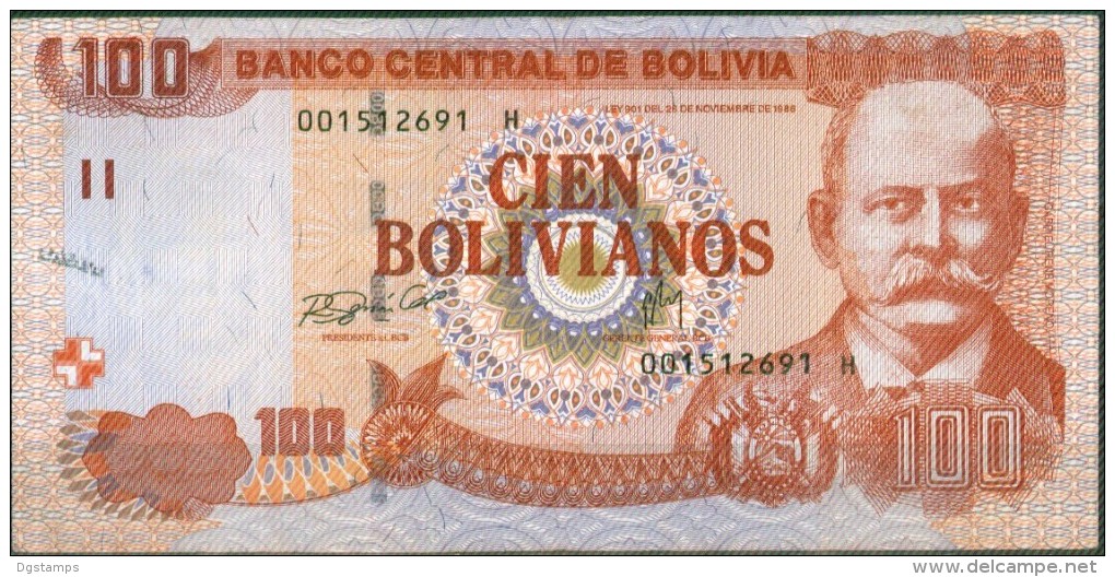 Bolivia 1987 (2010) Bs100 Serie H. Diferencia Tinta De Seriales. 4 Scan. See Description. - Bolivien