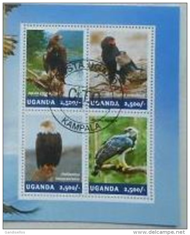 UGANDA SHEET USED  BIRDS OF PREY OISEAUX DE PROIE - Arends & Roofvogels