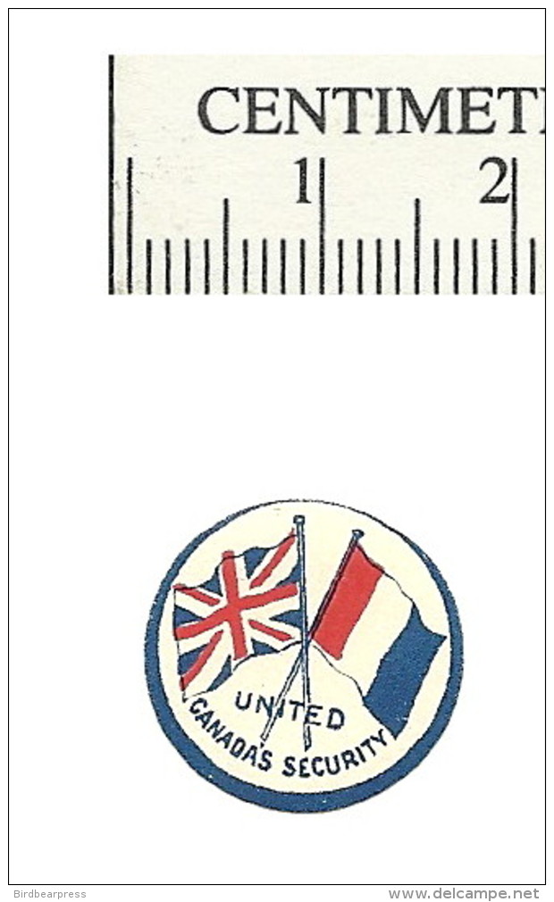 B35-51 CANADA WWI United Canada´s Security Flags Label MNH - Viñetas Locales Y Privadas