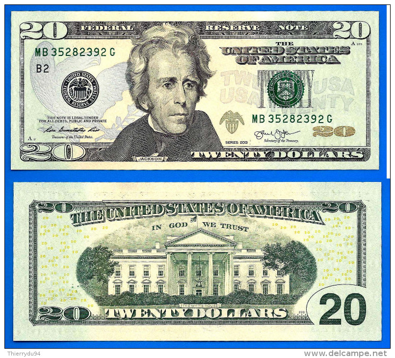 USA 20 Dollars 2013 Neuf UNC Mint New York B2 Suffixe G Etats Unis United States Dollars US Paypal Skrill Bitcoin OK - United States Notes (1862-1923)