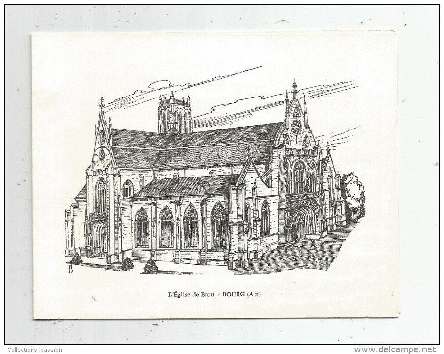 Carte De Voeux , 13.5 X 10.5 , 4 Pages , 01 , BOURG , L'église De BROU , écrite , 2 Scans - Eglise De Brou